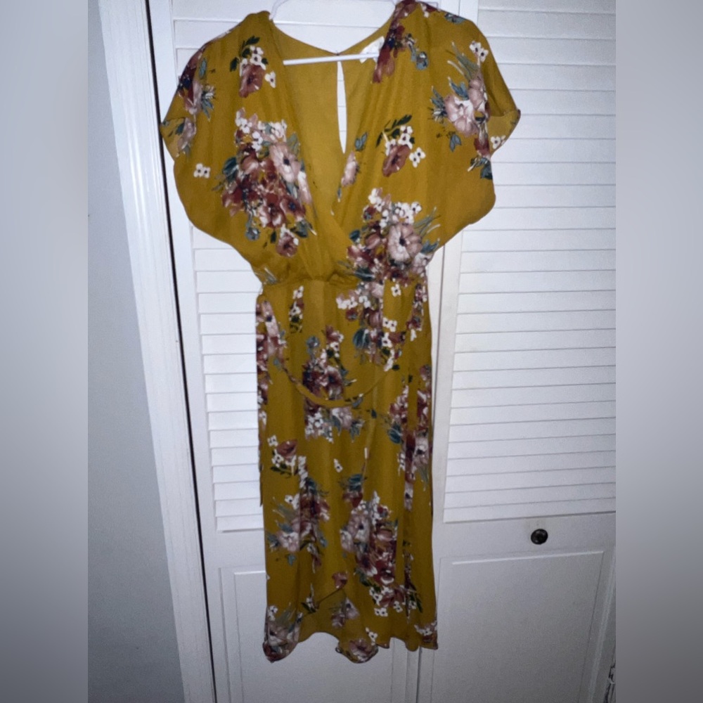 LEITH Yellow Bamboo Floral Dress